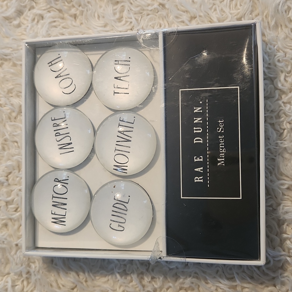 [FB] nwt RAE DUNN Teach Insire Motivate 6 glass dome magnet gift set new
